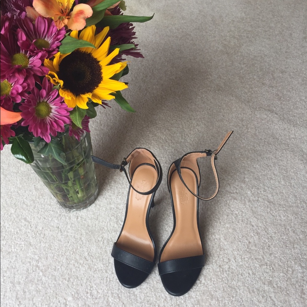 Black strap heels